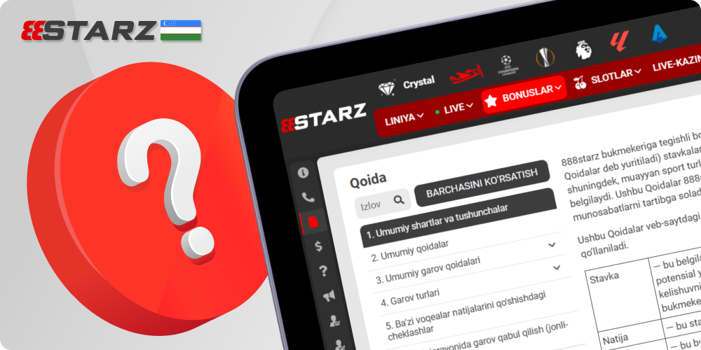 O'zbek o'yinchilari uchun 888starz foydalanish shartlari
